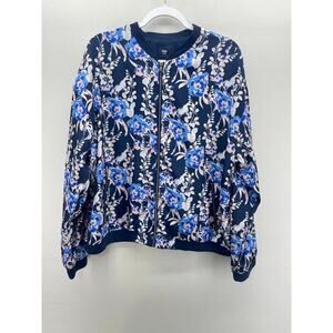 Gap Navy Floral Zip Bomber Jacket